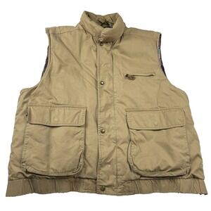 Eddie Bauer Goose Down Puffer Chore Jacket Vest Size XL Plaid Hunting Fishing